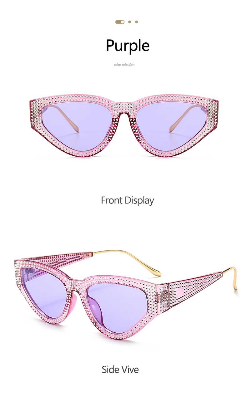 Stilvolle Voll-Diamant Katzenaugen-Sonnenbrille für Damen Unisex Internet-Berühmtheit Streetstyle-Brille 5127 – Detail 9