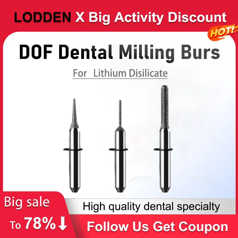 

DOF Dental Milling Burs for LIthium Disilicate Coating D4 0.6-1.0-2.5 Dental Lab Milling Machine Drill Diamond Grinding Tools