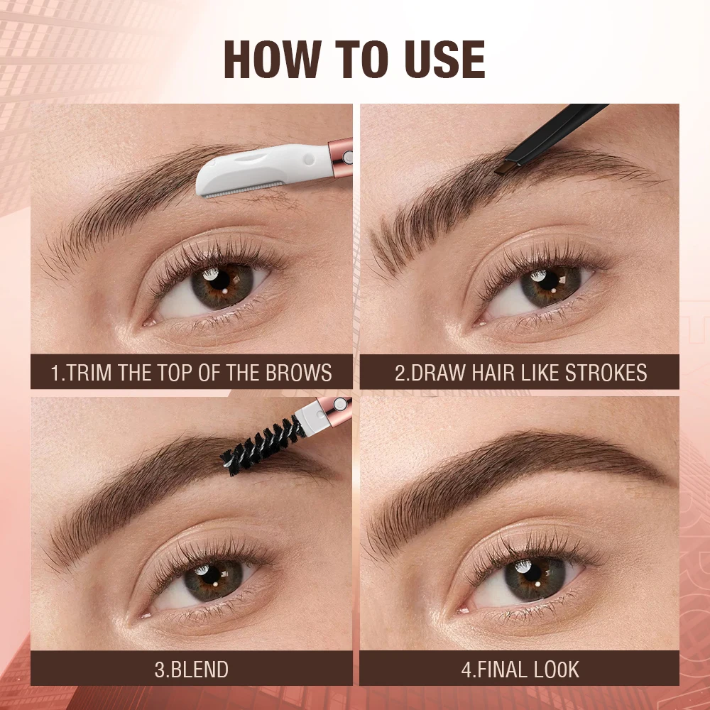 Wholesale O.TWO.O Eyebrow Pencil Fine Precise Brow Definer Waterproof Natural 4 Colors Brown Eye Brow Pen With Eyebrow Trimmer