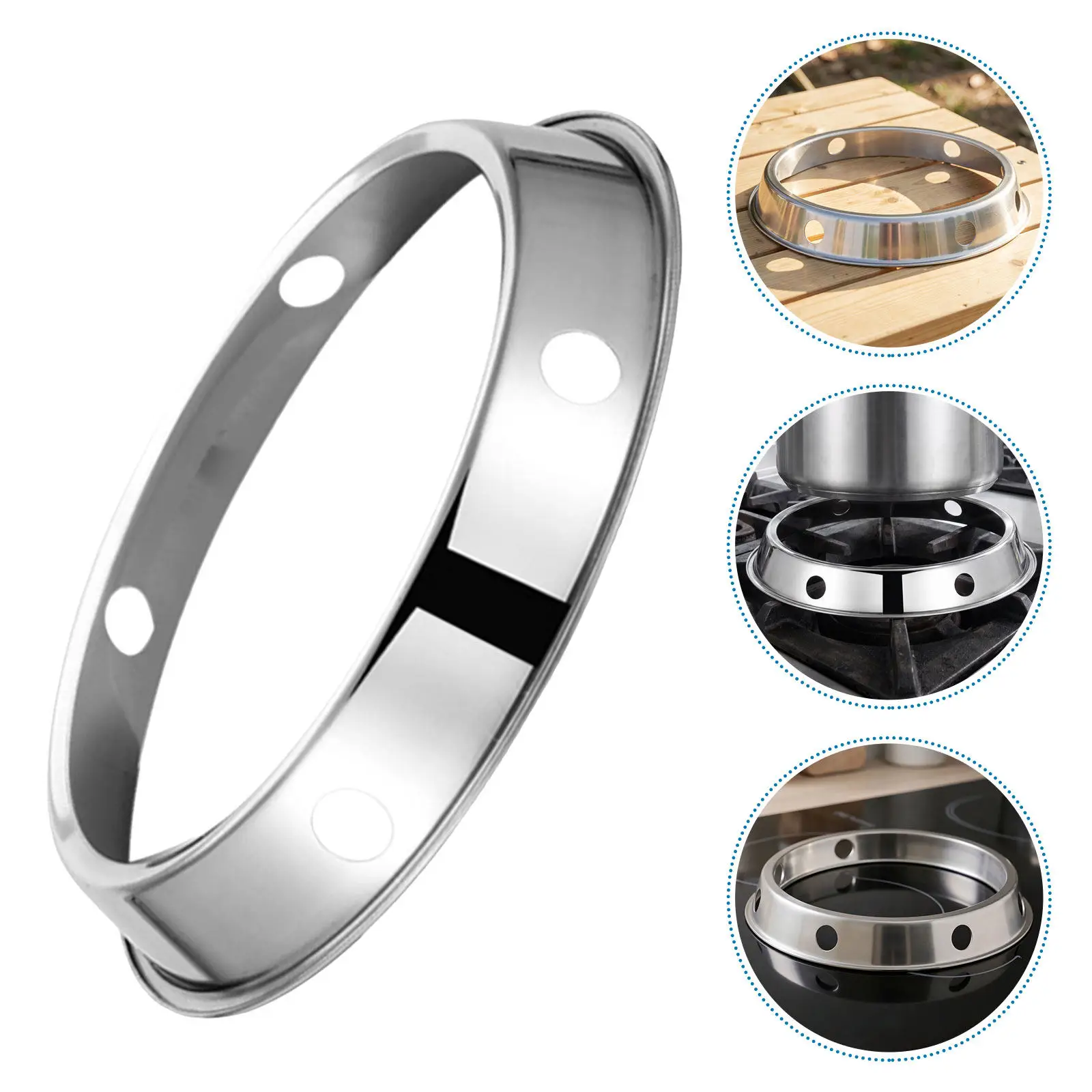 9.72in Universal Stainless Steel Wok Ring Gas Stove Burner Support Round Bottom Pot Holder Kitchen Cookware Stabilizer