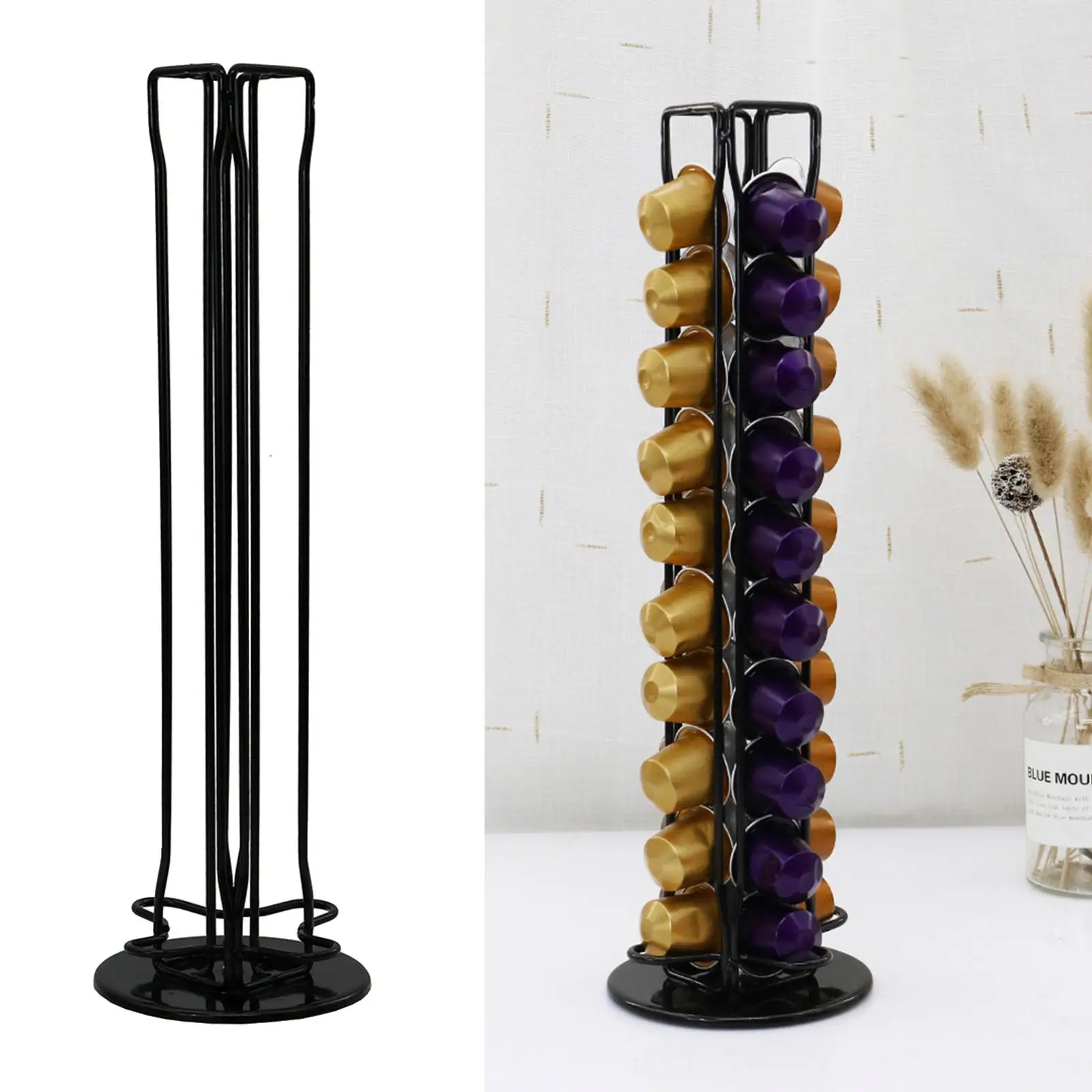 Capsule Storage Holder Iron Rack Organizer 40 Pod Dispenser for Kitchen Coffee Tea Set Accessories and Gifts