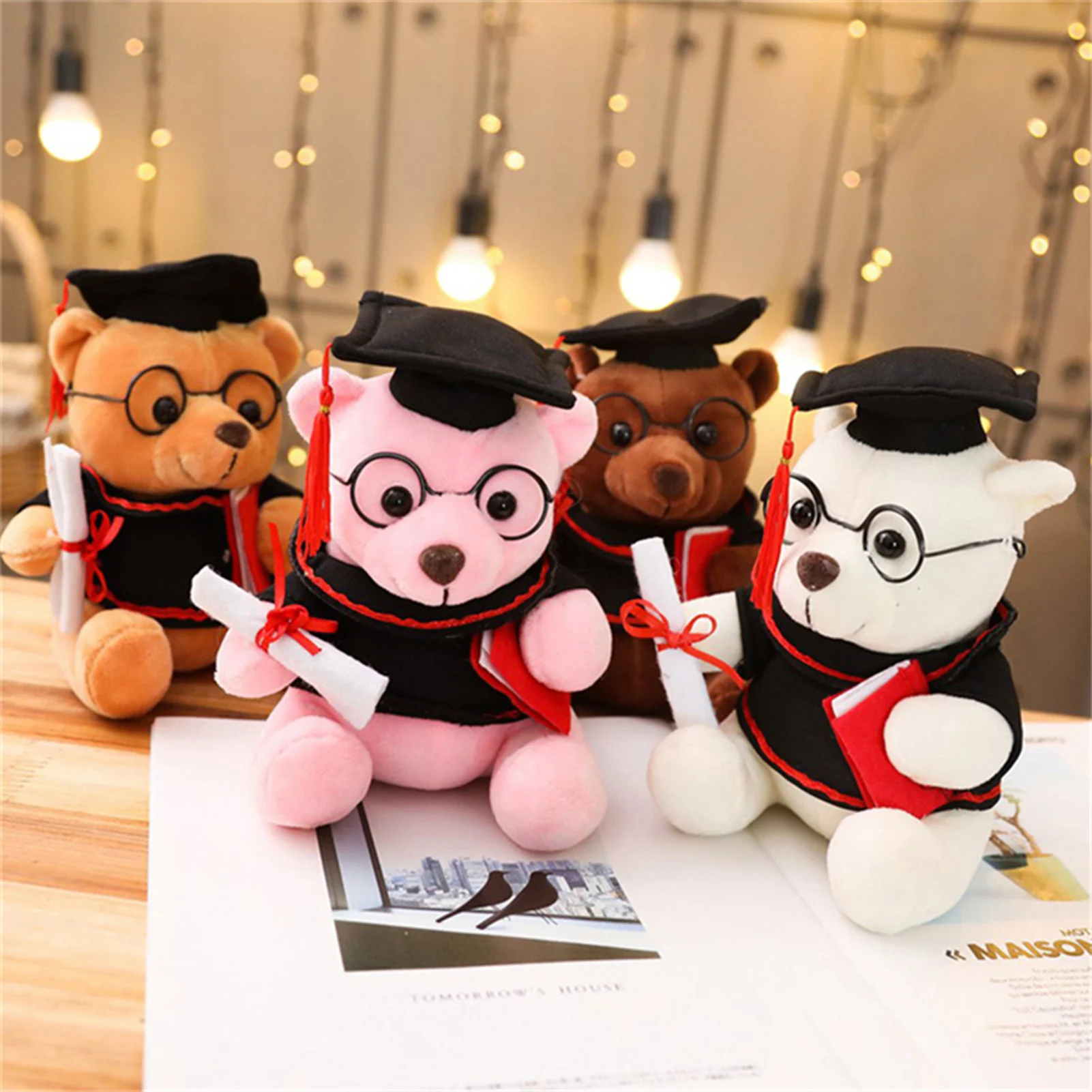 Kawaii Bear Plush Toys Stuffed Doll Skin-friendly Plush Toy Creative Bear Toys for Bedroom Living Room