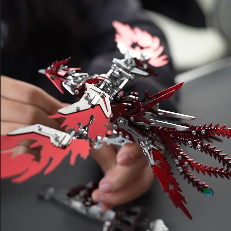 3D metal assembly mechanical bird biomimetic stainless steel 304 puzzle wings fire phoenix model kit gift student science toy