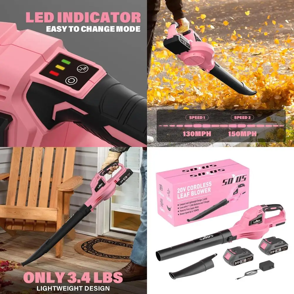 

20V Cordless Leaf Blower with 2x2.0Ah Batteries and Charger, 150 MPH, Two-Speed, Ideal for Lawn Care and Cleaning