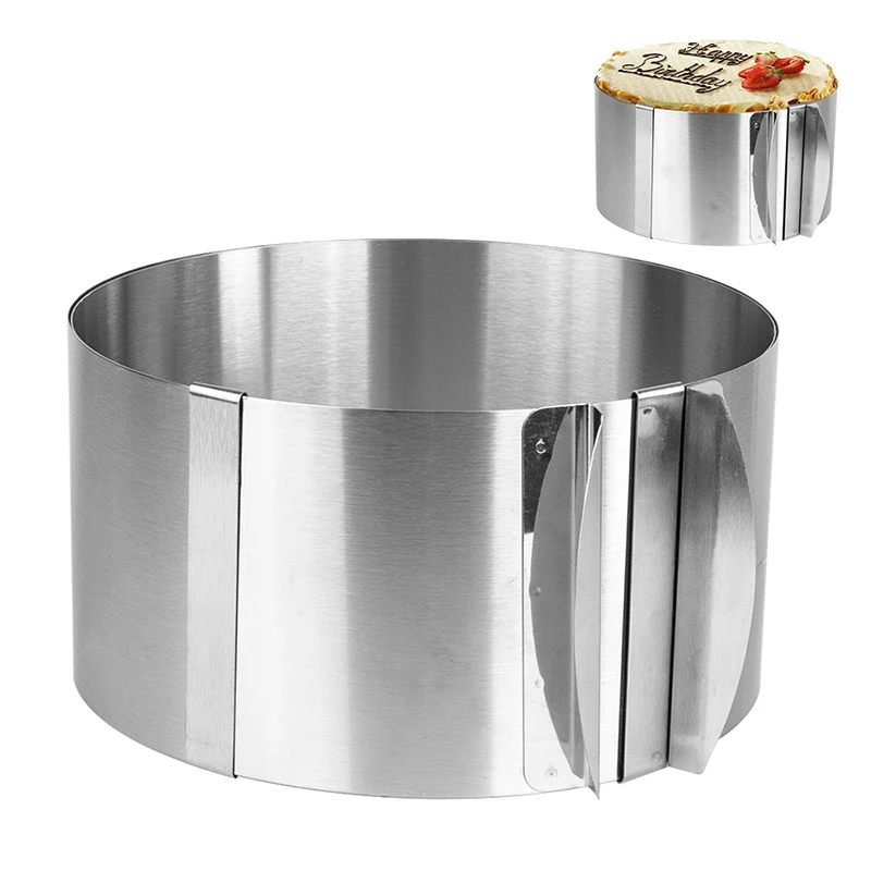 430 Stainless Steel 16-30cm Telescopic Mousse Ring Circle Mold Rustproof Adjustable With Scale Heightened Cake Rings For Baking