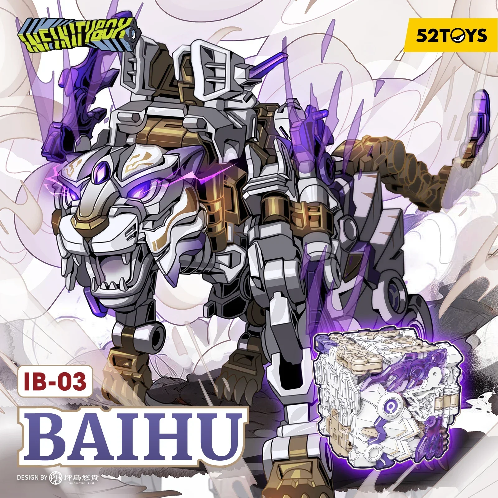 

In Stock 52TOYS INFINITYBOX IB-03 BAIHU Tiger Deformation Robot, Converting in Mecha and Cube, Action Figure, Collectible Gift
