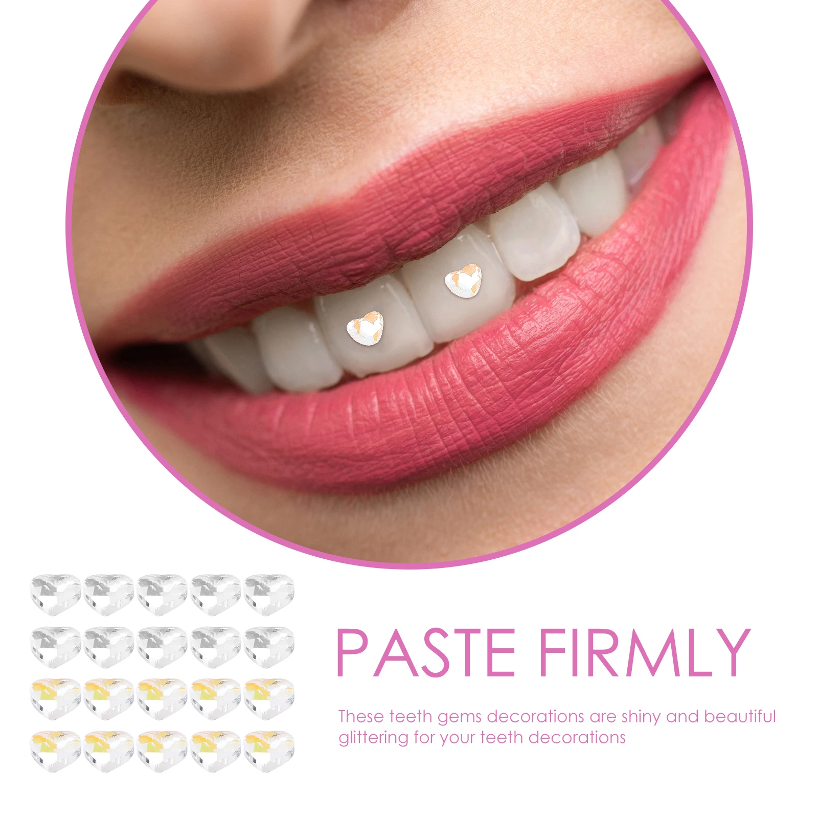 10 قطعة على شكل قلب كريستال الأسنان الأحجار الكريمة سباركلي الأسنان مجوهرات ديكور لحقيقي وهمية الأسنان استخدام حفل زفاف حفلة موسيقية ملهى ليلي بار #5