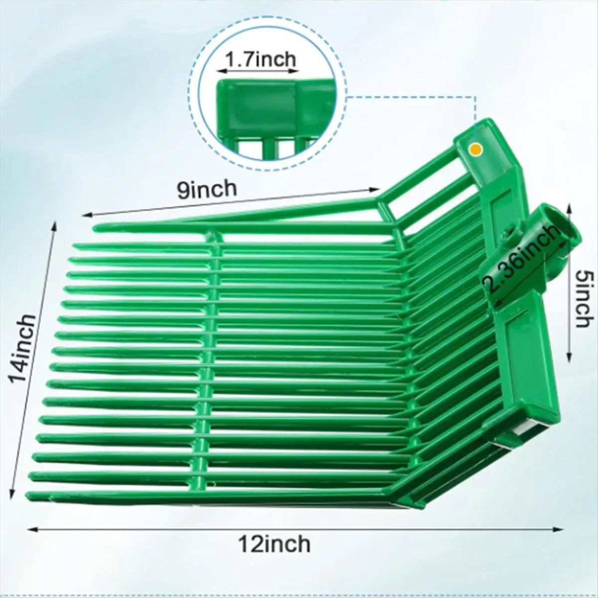HITL Manure Fork Replacement Head, Pitchfork Head, Horse Manure Rake, for Picking Up Manure, Stable Waste Removal,Green,2pcs