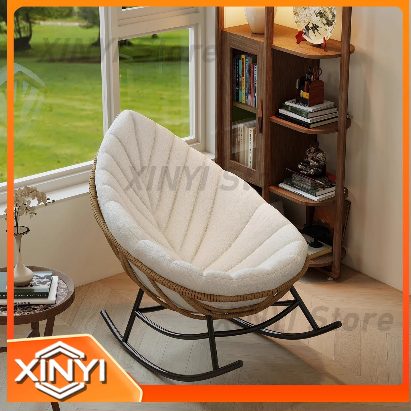 Wicker Rocking Chair for Adults Leisure Hanging Swing Chair for Balcony Living Room Outdoor Use