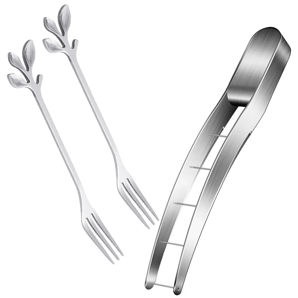 

1Set Watermelon Slicer Stainless Steel Multipurpose Fruit Cutter Kitchen Gadget Portable Melon Cubes Cutter Fork