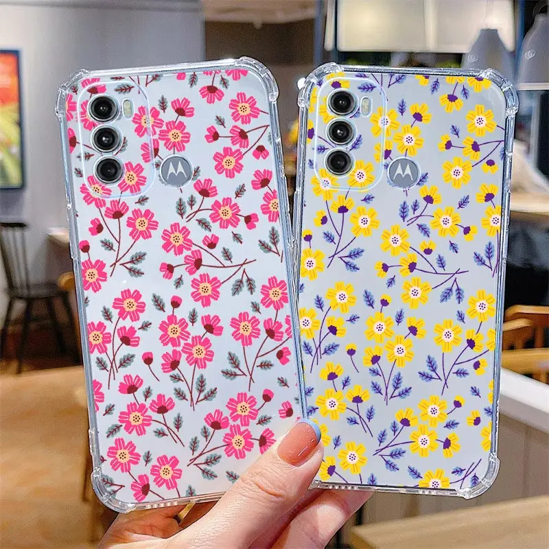 Flowering Season Transparent Phone Case For Motorola Moto G60 G82 G53 E20 E7 Power G10 G42 G40F G52 G30 G22 G20 G9 G8 Play Cover