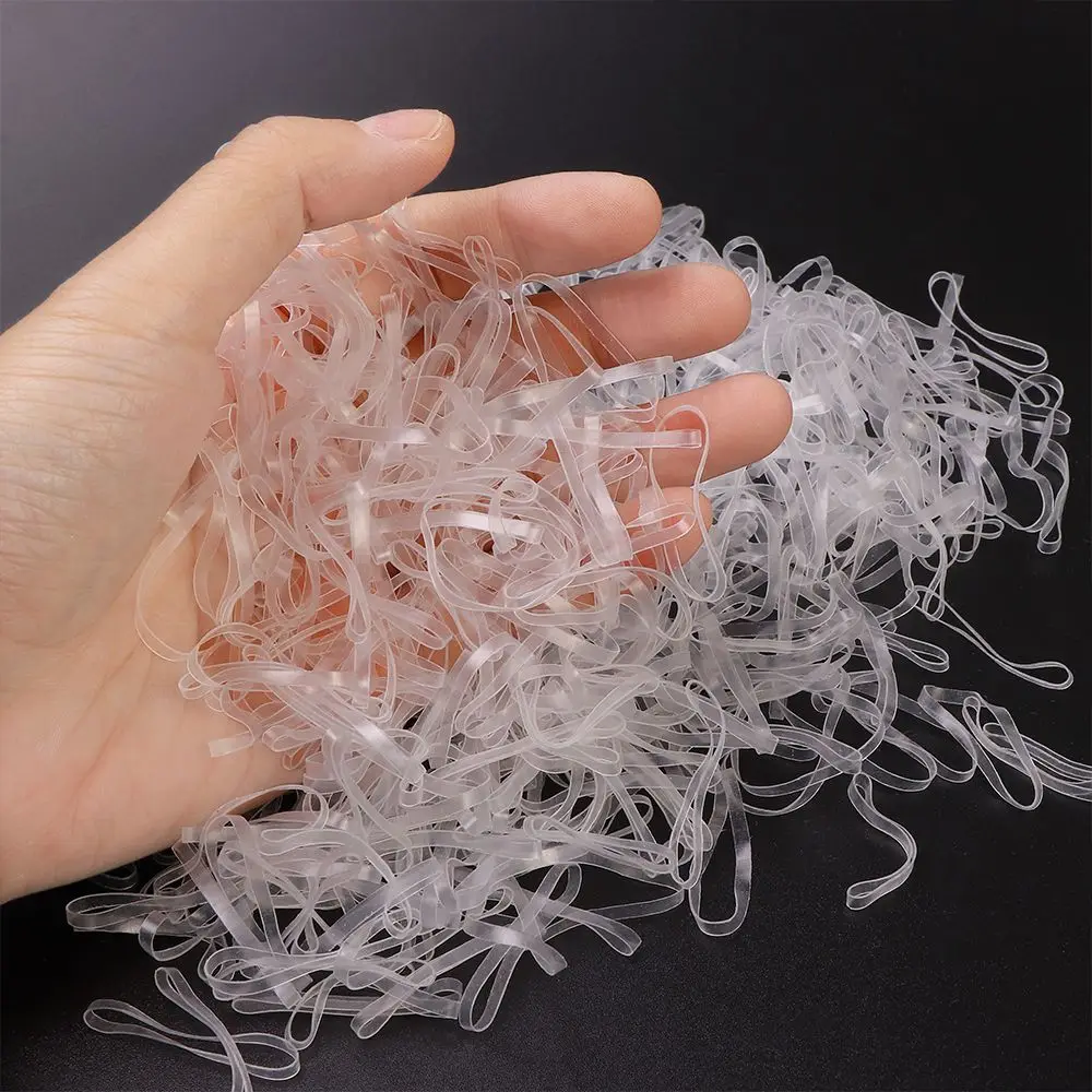 Girls Hair Styling Tool Transparent Clear Women Rubber Hair Band 500 Pcs Hair Ties Ponytail Holder Ropes