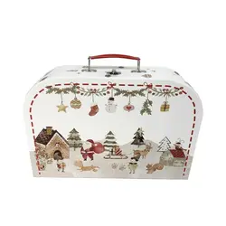 New Cardboard Christmas Gift Box with Handle Large Capacity Suitcase Portable Decorative Storage Case Birthday