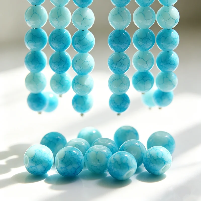 60pcs Solid lake blue Round 6mm Glass Crystal Beads DIY Jewelry Accessories Loose beads