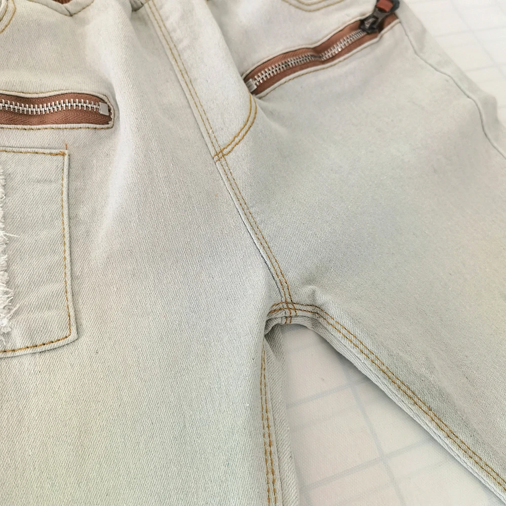 IENENS 4-11Y Bé Trai Mỏng Thẳng Quần Jean Mùa Hè Cổ Điển Màu Ánh Sáng Đáy Trẻ Em Dài Denim Quần Trẻ Em Bé Trai Áo Quần