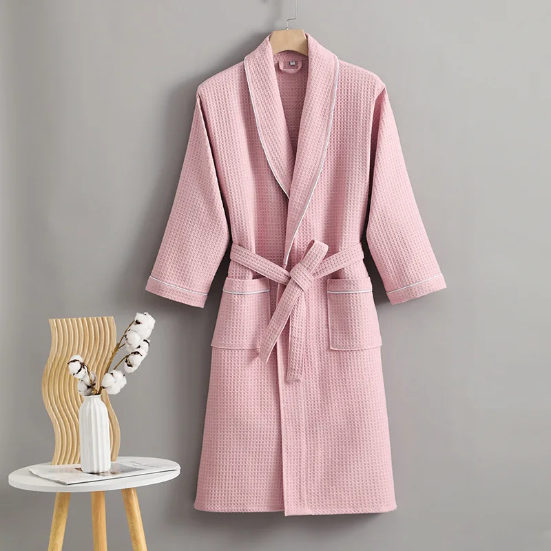 100% Cotton Bathrobe New Couples Morning Robe Waffle Hotel Beauty Salon Bathrobe Women&men Sleepwear Sexy Pajamas Bath Robes