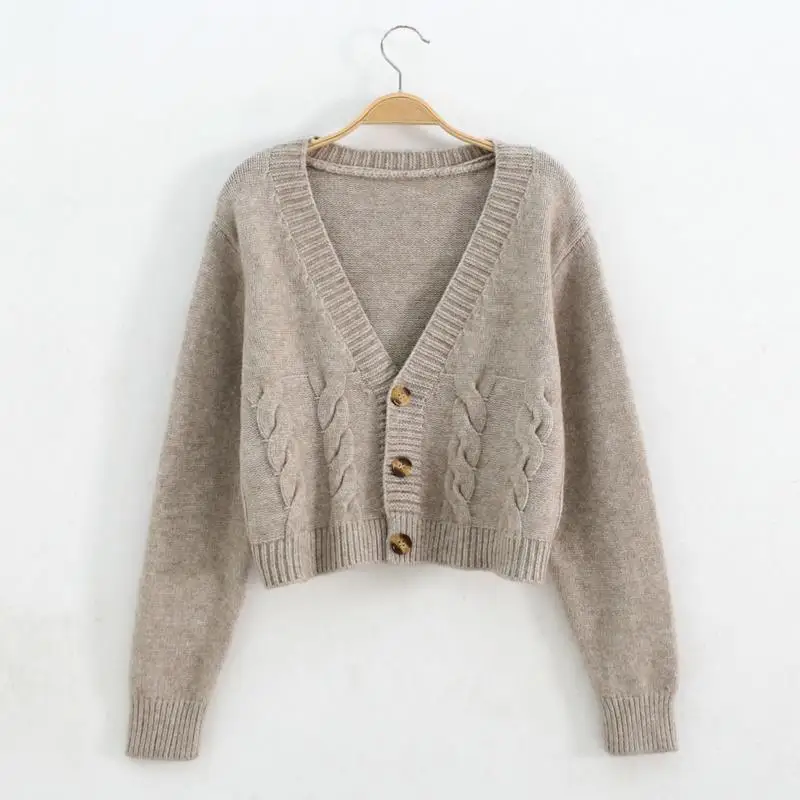 

Женский вязаный свитер ort V-Ne, кардиган на одной пуговице, теплый топ, модный комбинезон из смеси полиэстера для поездок на работу