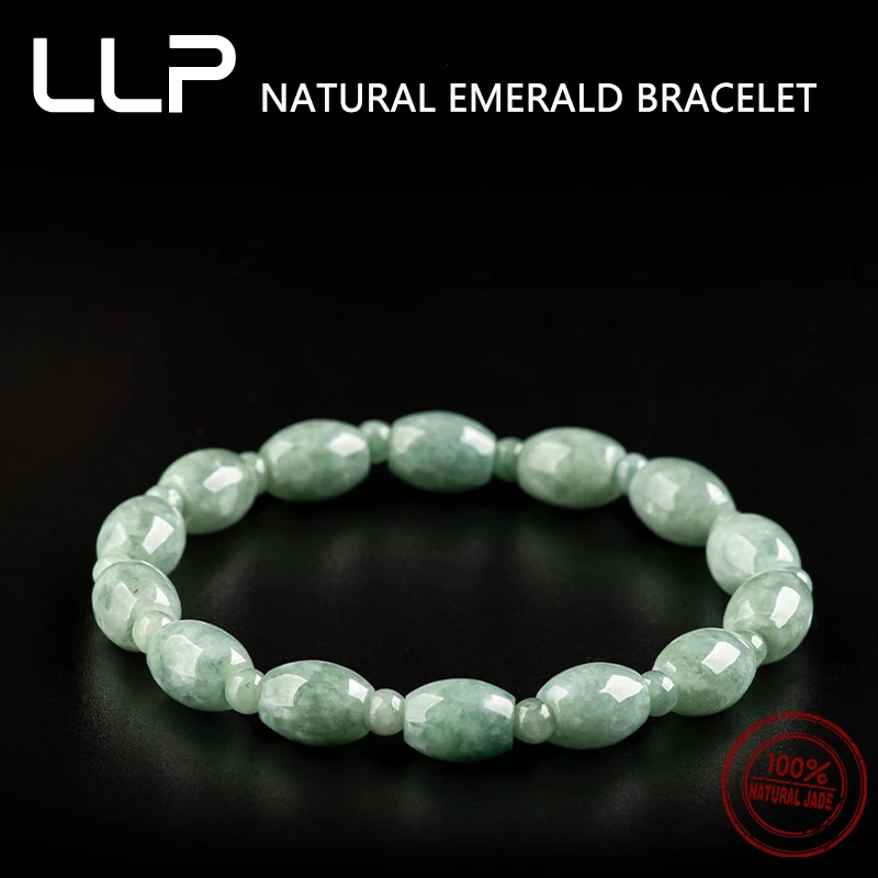 Official Website Genuine Natural A Goods Jade Bracelet Bean Seed Jade Bucket Bead String High-Grade Girl Amulet Holiday Gift