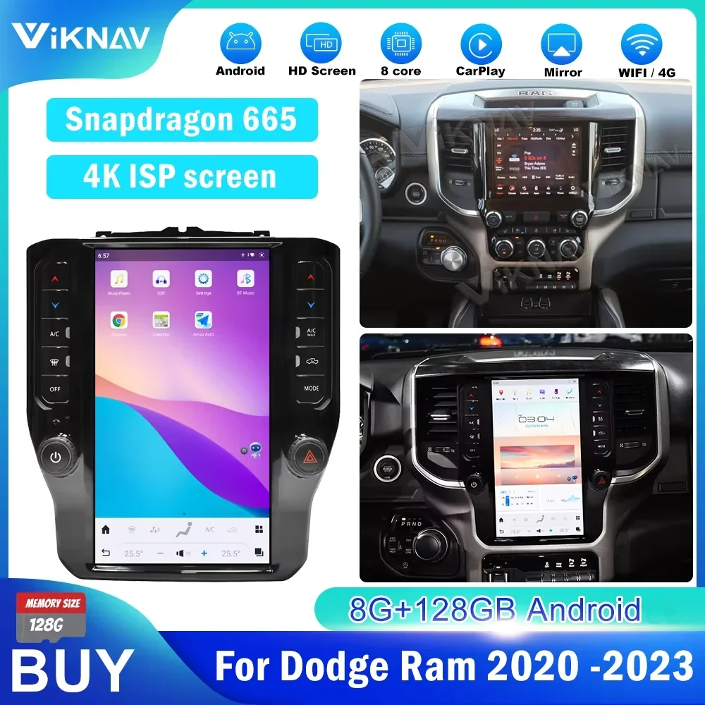 

VIKNAV 11.8 Inch Touch Screen Car Radio For Dodge Ram 2020-2023 Android 13 Multimedia Player Head Unit