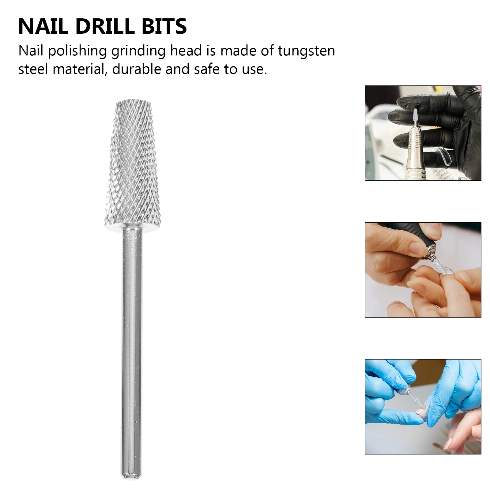 Cabeça de polimento de unhas de aço de tungstênio, brocas duráveis para manicure, ferramentas para arte em unhas, acessórios de equipamentos