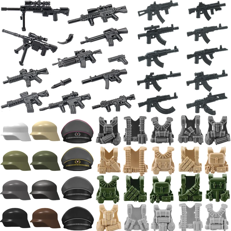 

Military Weapons Accessories Building Blocks Russian Special Forces AK Rifles Tactical Bulletproof Vests Equipments Bricks Toys