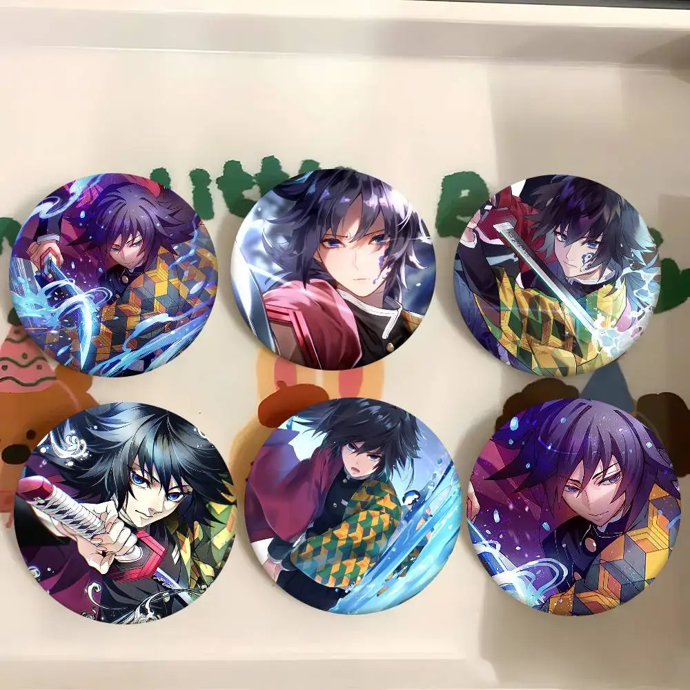 Anime Demon Slayer Tomioka Giyuu Badges Round Badge Tinplate Coin Brooch Clothing Backpack Accessories Lapel Pin view 4