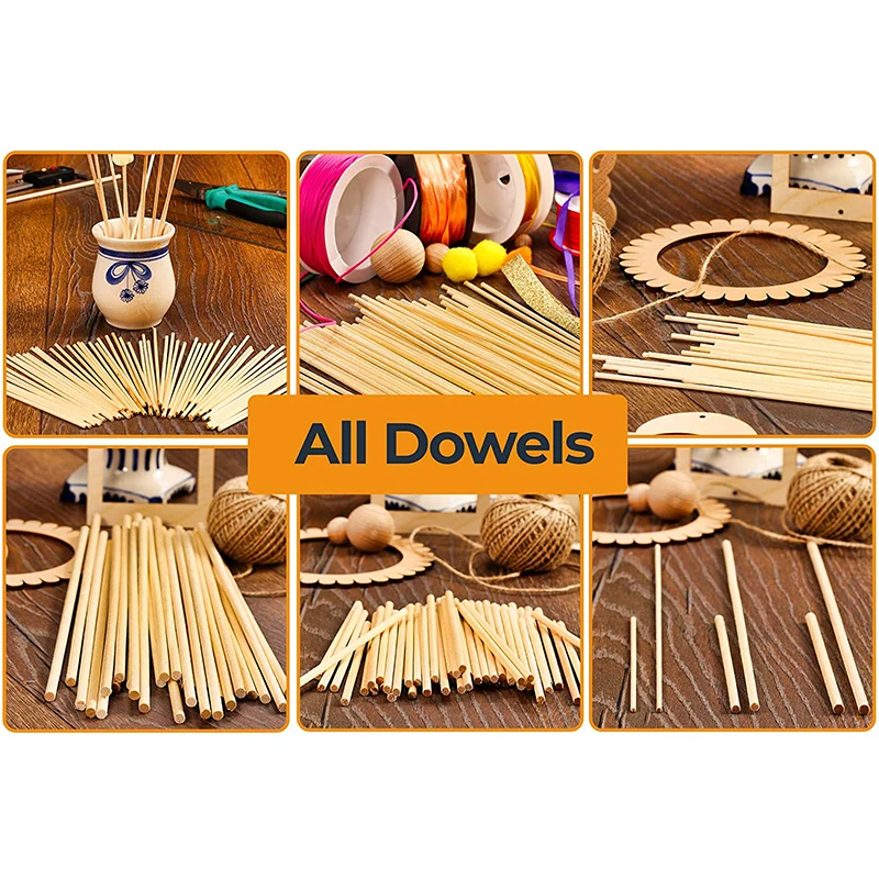 3-4mm Round Wooden Stick for Crafts Food Ice Lollies Model Making Cake Dowel DIY Durable Dowel Building Model Woodworking Tool