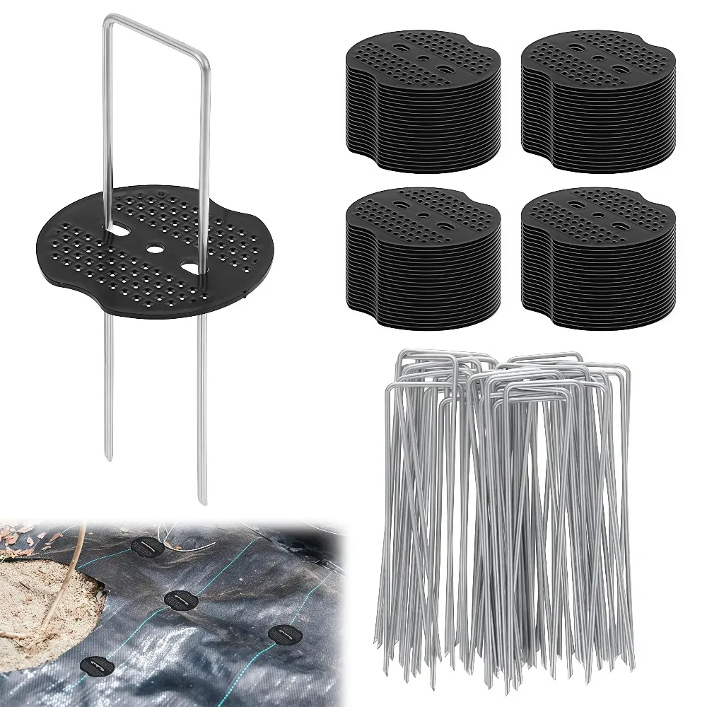 U-type Garden Staples Heavy-duty Fence Tubing Stakes Sod Pins Galvanized Landscape Spike for Holding Lawns Barrier Ground Nail