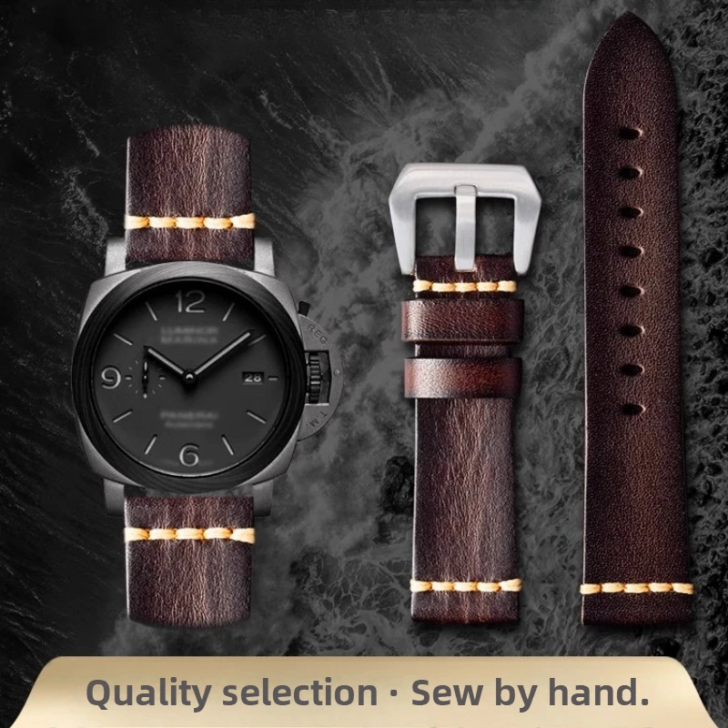 Panerai Tissot Longines Tudor Bronze Biwan 20mm 22mm 용 남성용 및 여성용 이탈리아 수제 야채 무두질 탑 소 가죽 스트랩