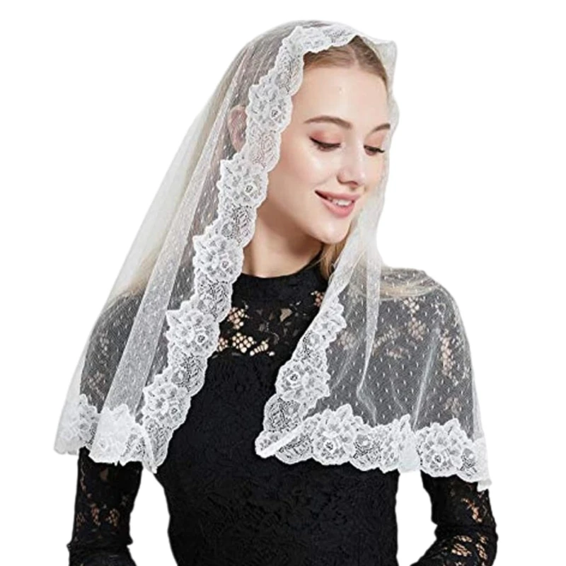 Voile mariée avec bordure en dentelle, maquillage d'halloween, longueur mantille, Appliques élégantes pour les services