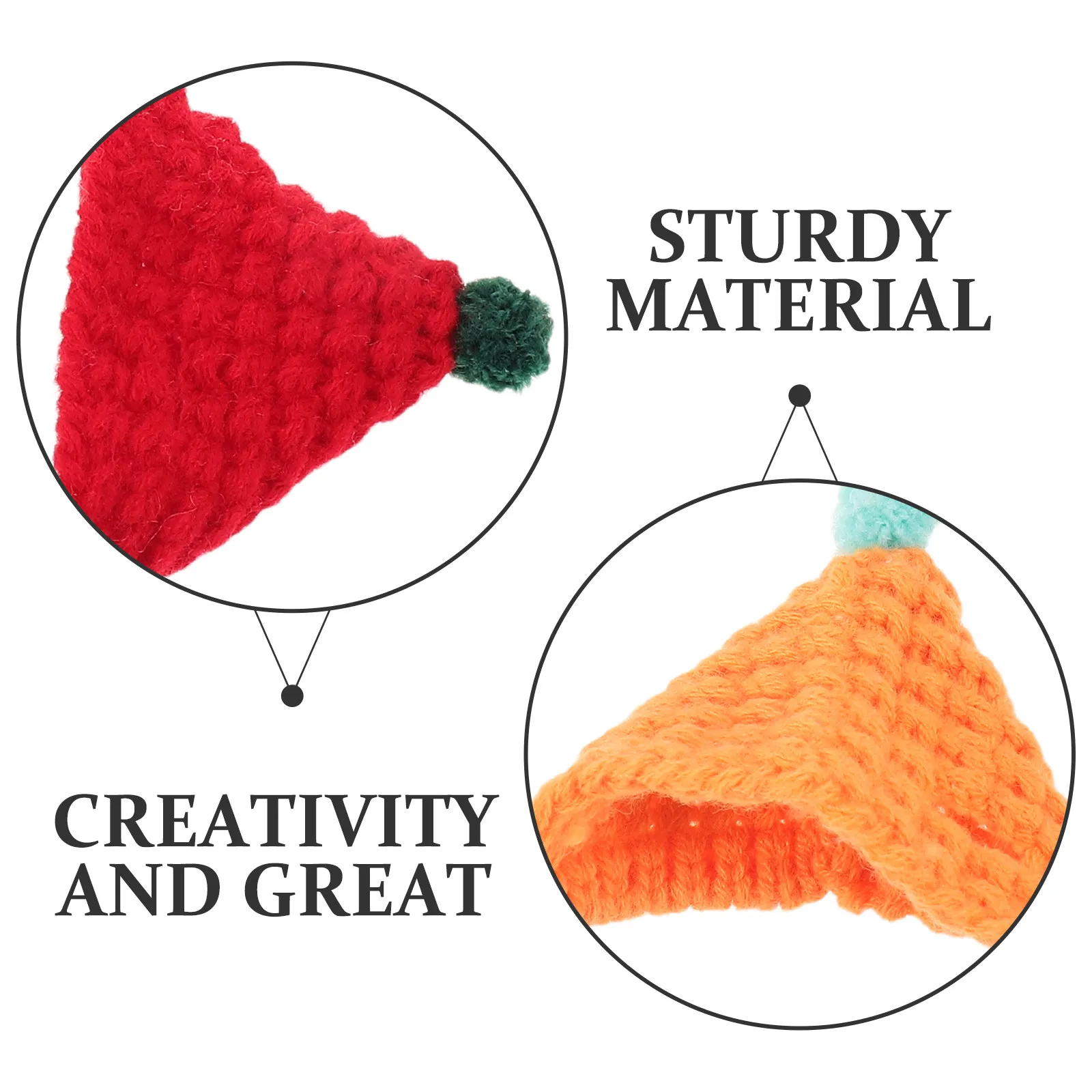 12Pcs Mini Handcrafted Knit Hats Woolen Triangular Design for Small Pets Animals DIY Craft Birthday Holiday Decor