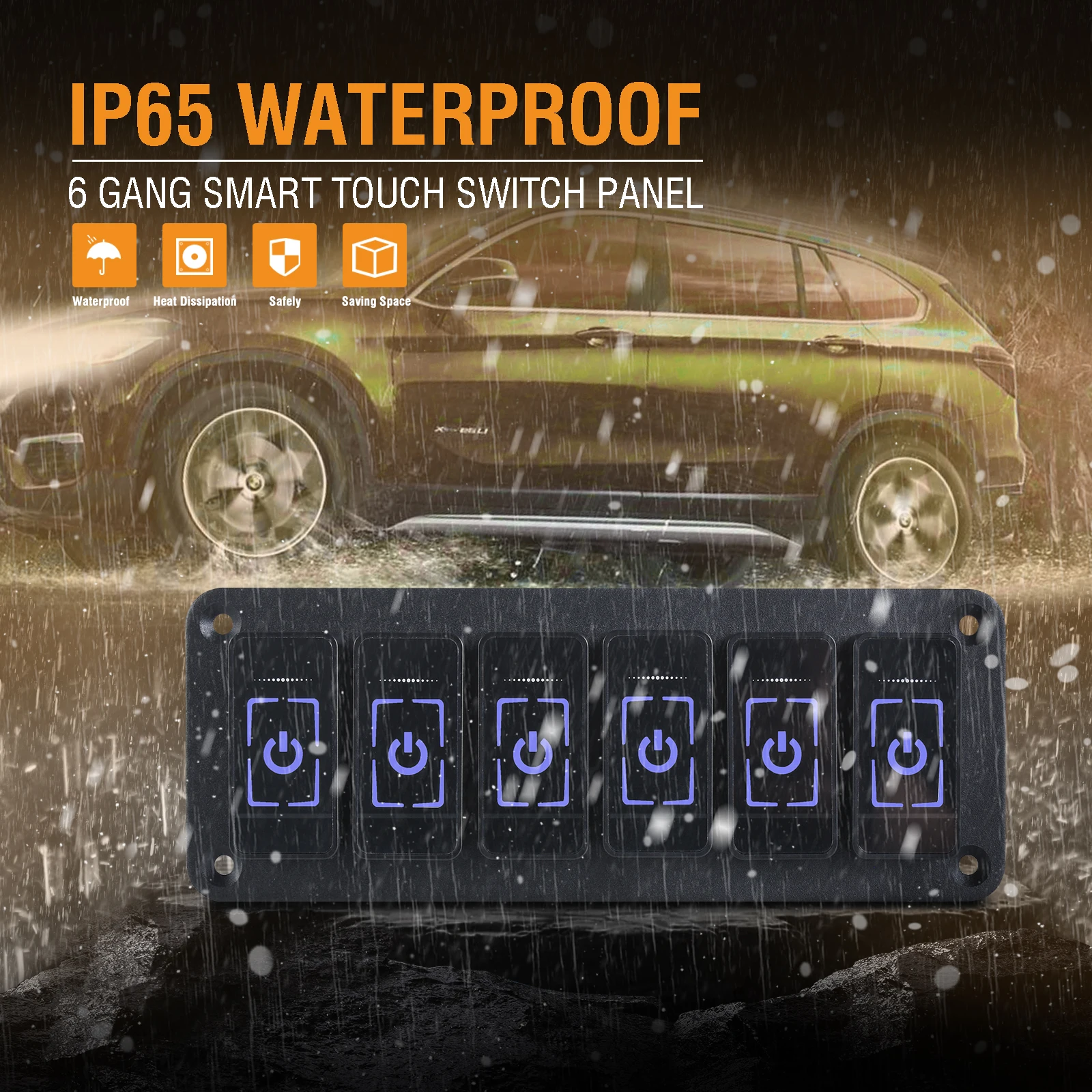 Nice Intelligent 2-8 Gang LED Rocker Switch Panel Switch Panel ON-OFF Waterproof Light Switch for Marine Caravan RV Touch Screen