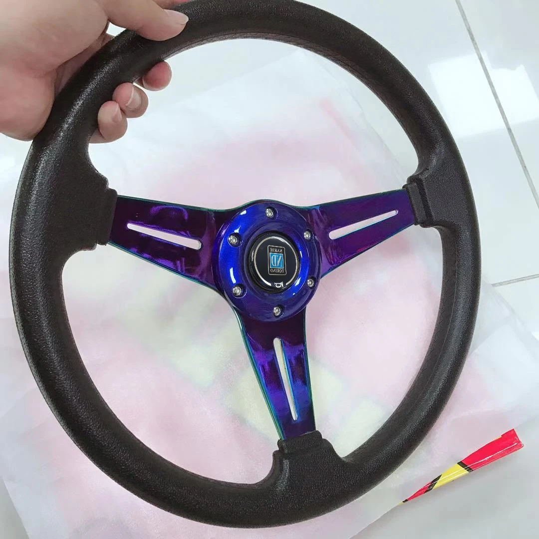 Universal steering wheel 350mm(14inches) PU leather racing Aluminum Frame steering wheel