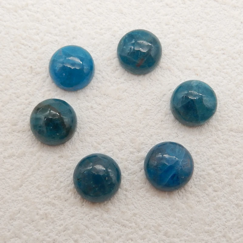 6Pcs Natural Gemstone Blue Apatite Crystal Cabochons Stone For Jewelry Making 8x4mm 3g Necklace Rings Earrings Accessories