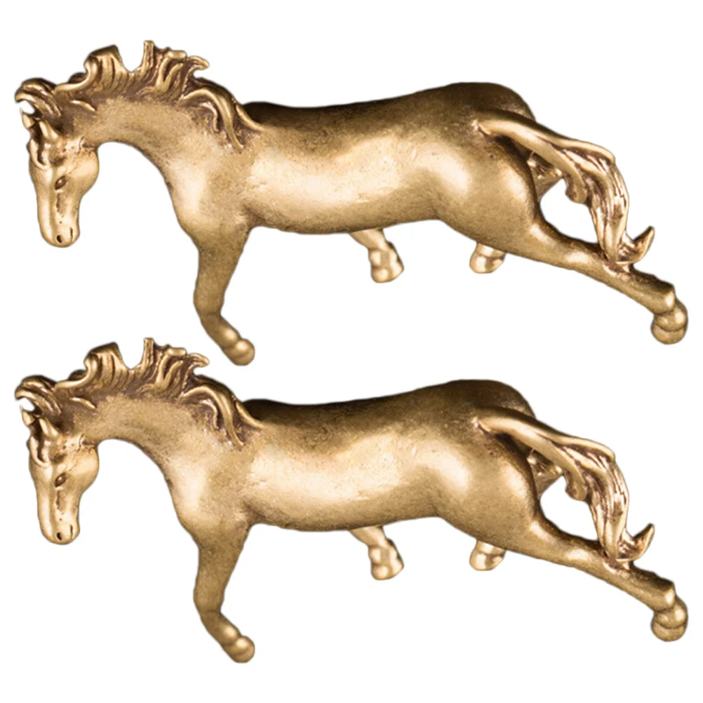 

2Pcs Handcrafted Copper Horse Sculpture Desktop Decor for Office Home Furnishing Stylish Horse Adornment Vintage Metal Art Craft