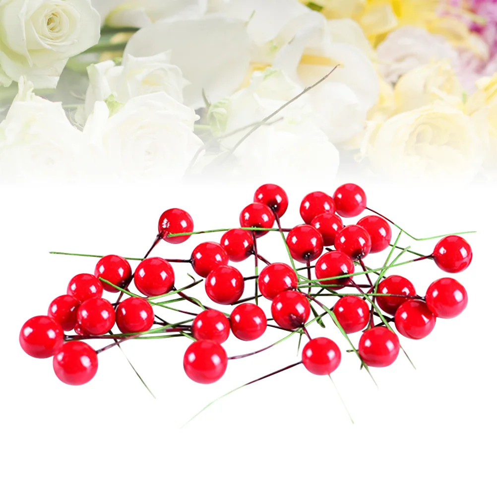 

100pcs Red Fake Berry 12Mm Artificial Berries For Christmas Home Decor Diy Craft Wedding Party Holiday Decoration