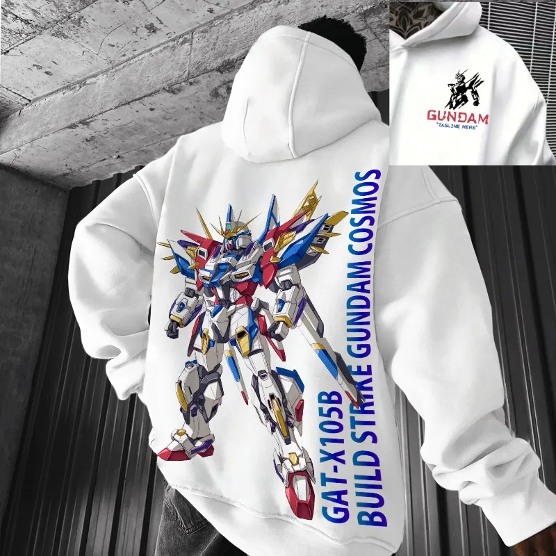 

Mobile Suit Gundam Build Strike Gundam Cosmos Print Hoodie-Men/Women's Comfortable Hooded Sweatshirt with Multiple Color Options