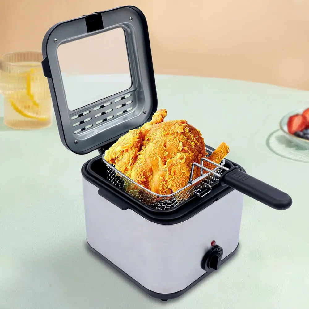 

1000W Electric Deep Fryer, 2.5L Oil Capacity, Fast Frying Cooker for Home Countertop