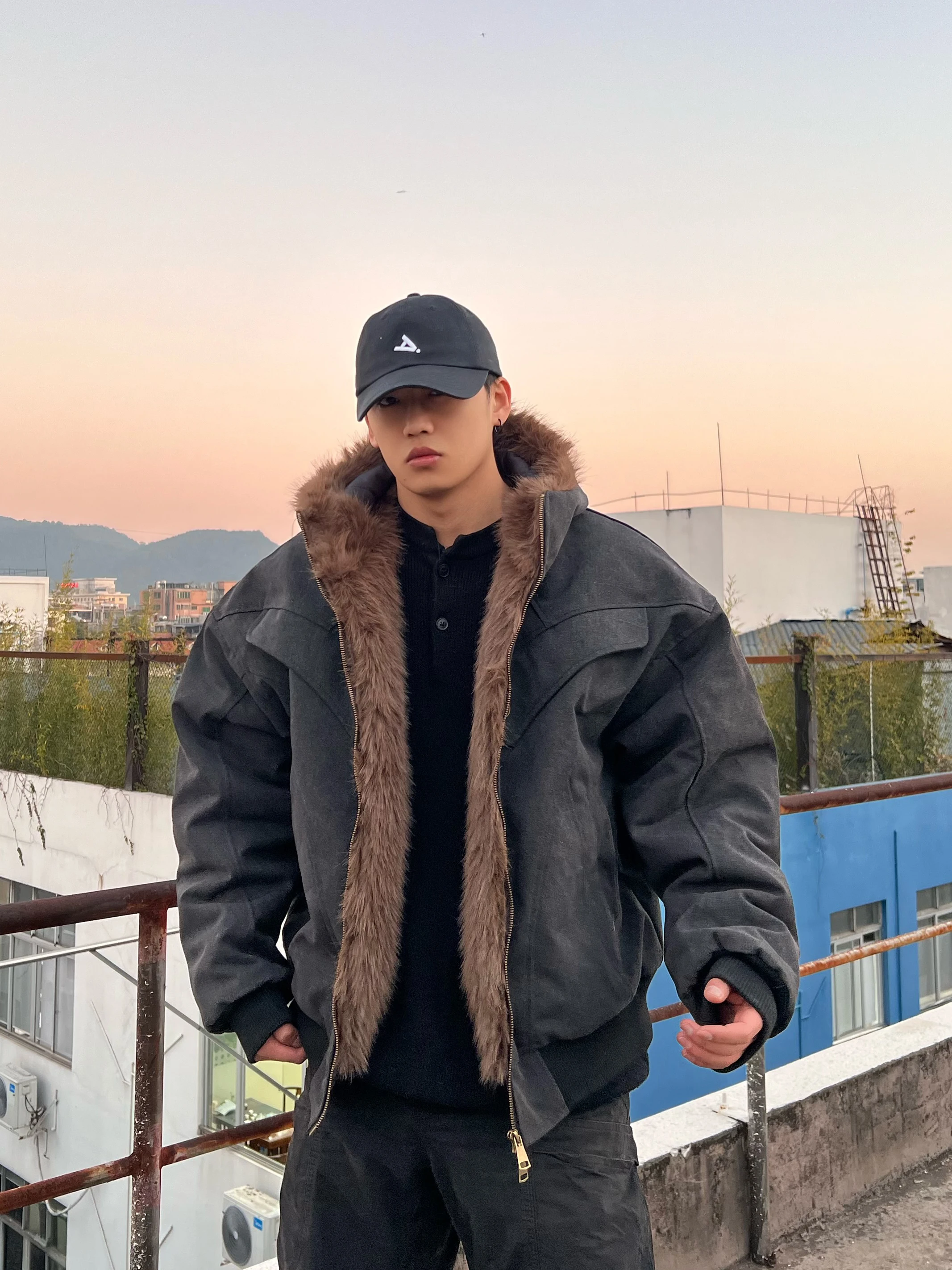 

Trendy Thiened American Sle ort Hooded Cotton Jaet Men's Loose Mountain Eagle Coat Autumn Winter New Arrival Warm Casual