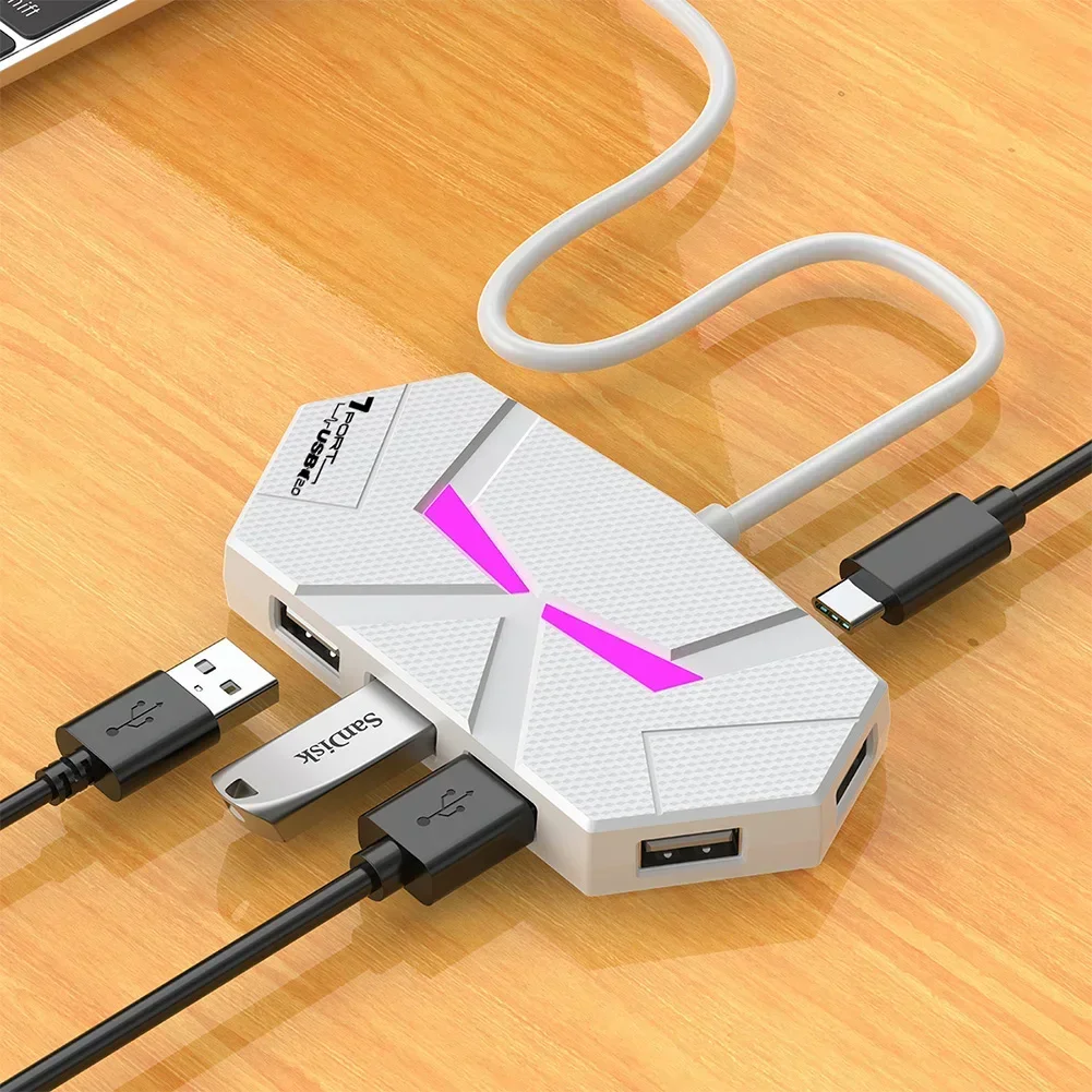 4/7 Ports USB 3.0 HUB USB Docking Station USB Splitter Adapter 5Gbps High Speed Transmission PD Power Supply For Laptop Computer