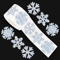 500pcs/roll Winter Snowflake Sticker Roll, Laser Silver Color Christmas Waterproof Self-Adhesive Stickers