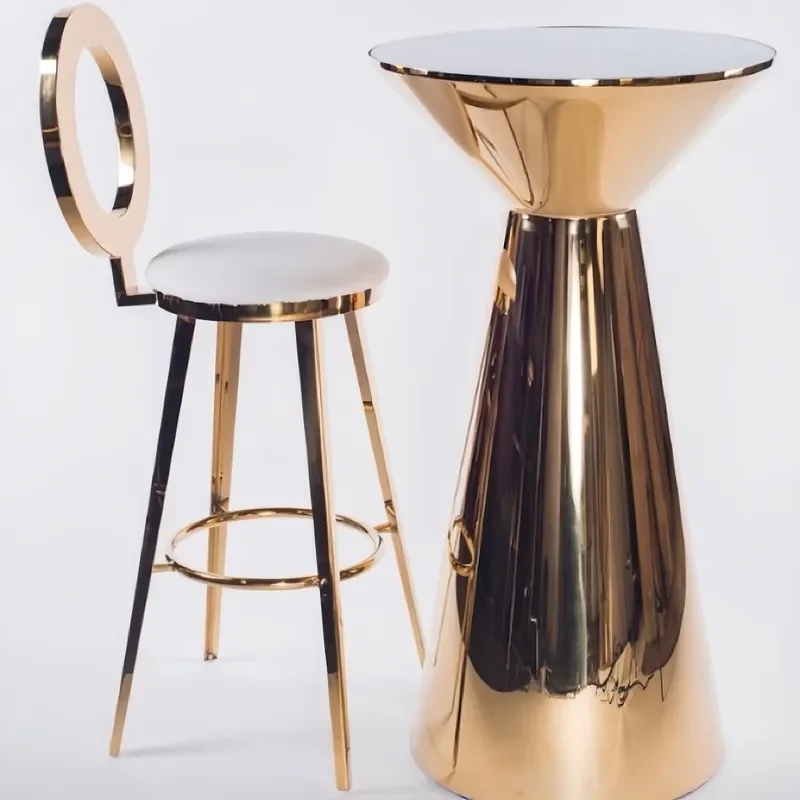 Luxury Gold Stainless Steel Tall Bar Table for Banquet Rental Event Cruiser Cocktail Cafe