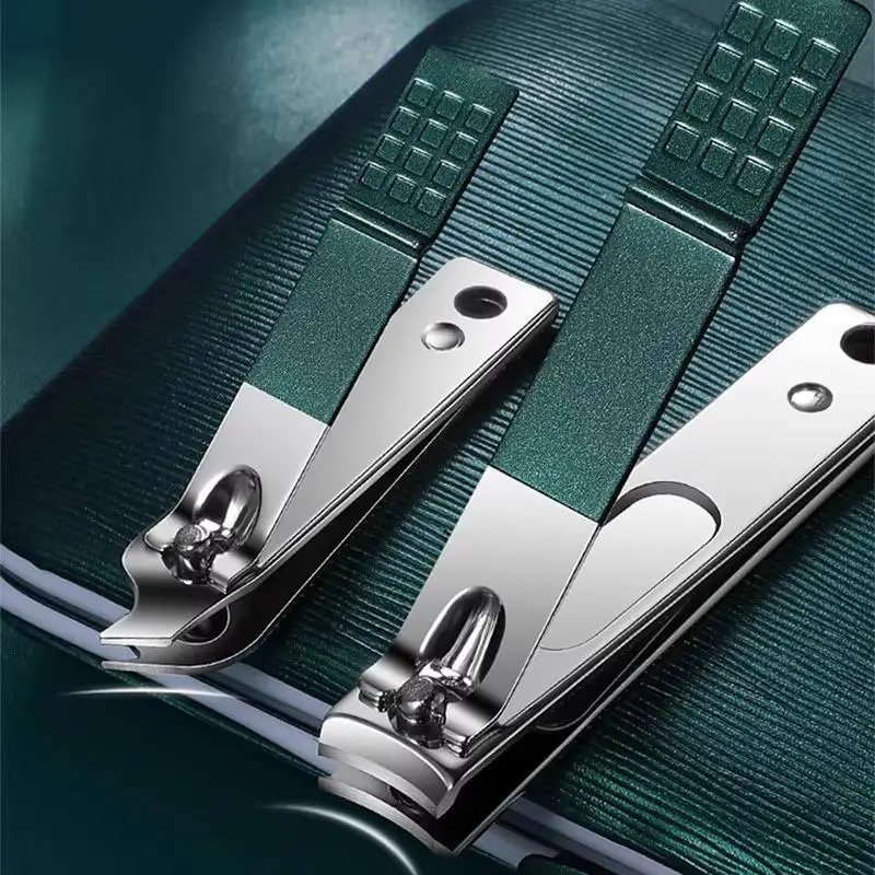 Green Stainless Steel Nail Clippers Set 18 Nail Care Kit Leather Storage Box Professional Foot Face Care Tool