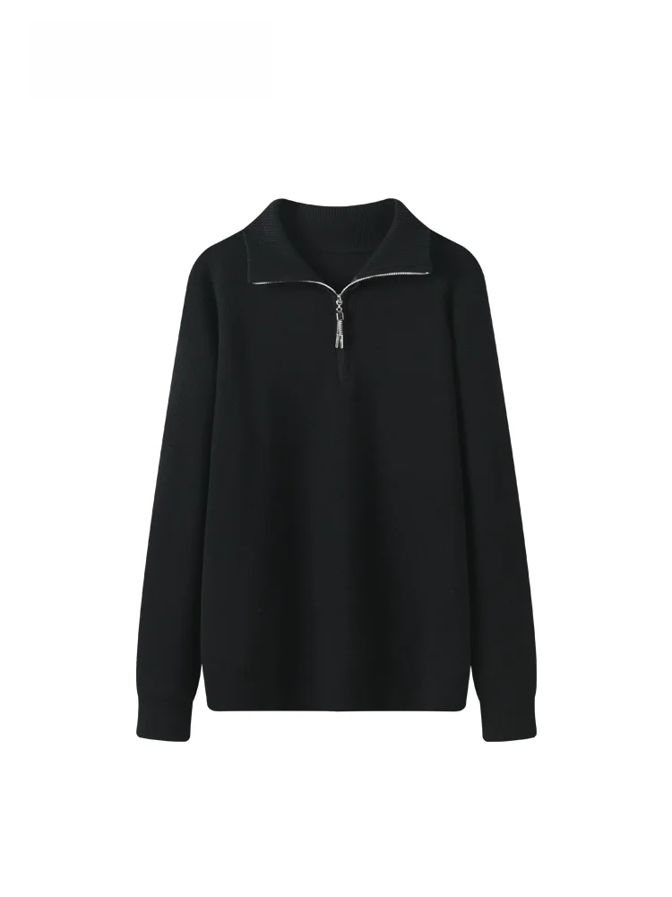 

Модный свитер с длинным рукавом и отложным воротником для женщин больших размеров, новинка ранней весны, омолаживающий, универсальный, элегантный топ