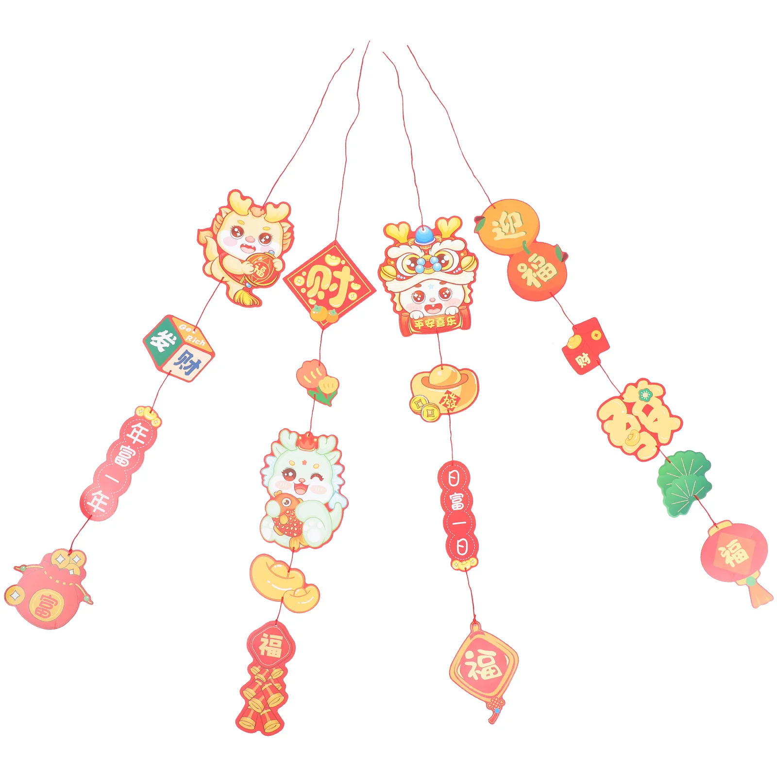 

4Pcs Double-Sided Paper Hanging Ornaments Dragon Year New Year Decorations Traditional Chinese Festival Home Wall Pendants
