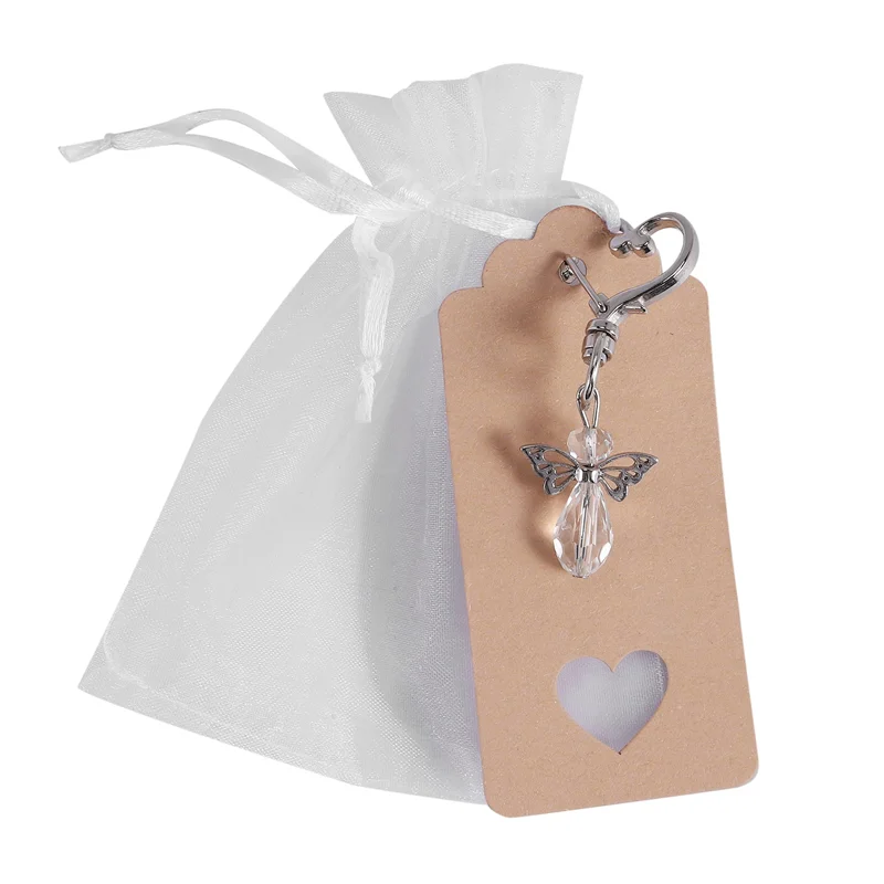 

30 шт. брелок с ангелом, сувенирные свадебные подарки, подарочный набор для детского душа с биркой, сумка для конфет на шнурке