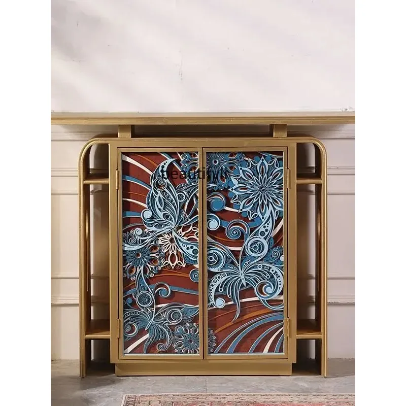 

a485 Medieval stacked painted porch cabinet living room sofa locker dining side cabinet glass door decorative cabinet