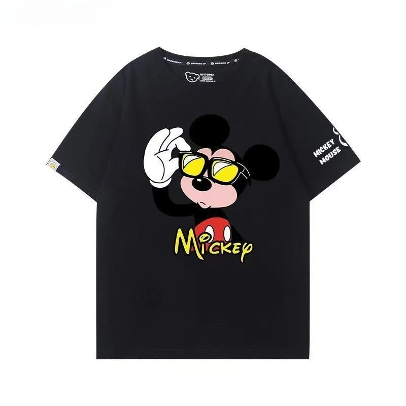 

100% Cotton Mickey Minnie Donald T-shirt, Summer Couple Parent-Child Unisex, Cartoon Short Sleeve Versatile Casual Daily Wear