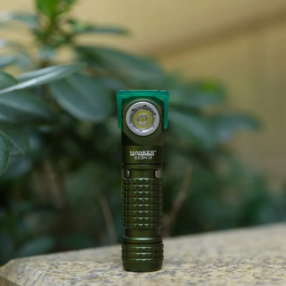 Mankerlight E03H III senter saku EDC, senter 1200 Lumens Hijau Army