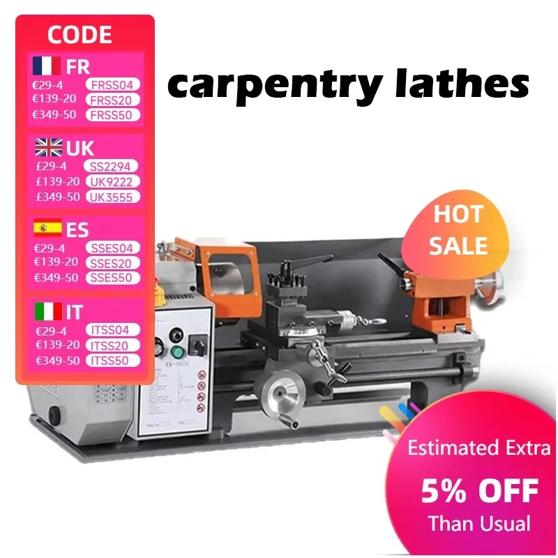 YS-1835A Metal Lathe Machine, 500W Stepless Speed 0-2000RPM, Equipped with Toolbox for Precision Parts Machining